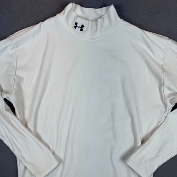 Under Armour Coldgear Thermal Shirt Womens Sz XXL White Stretch Workout Running - Picture 1 of 6